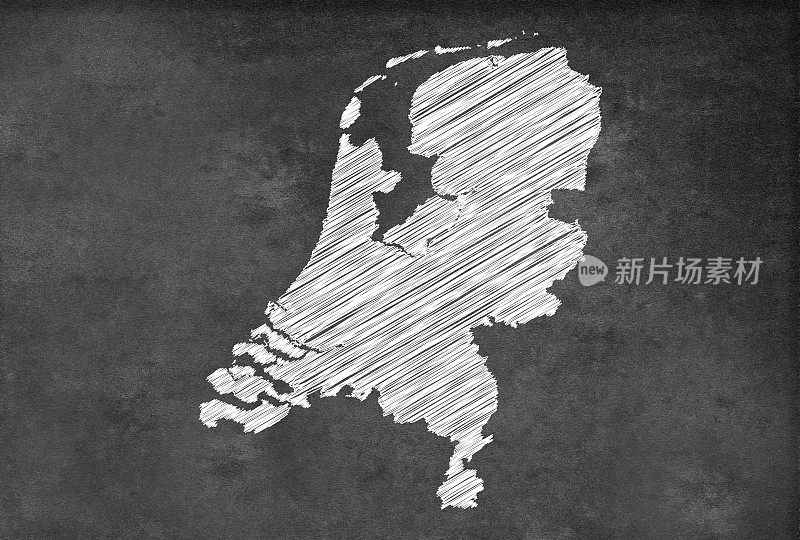 数字荷兰地图在黑板上