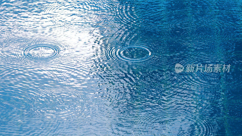 雨滴落在水池上