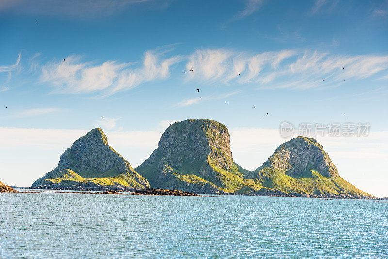 全景图挪威，罗斯特岛，大西洋罗浮敦岛挪威
