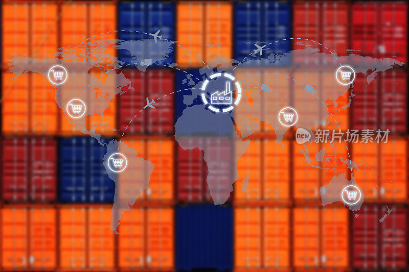 全球航运物流出口贸易网络运输连接交付