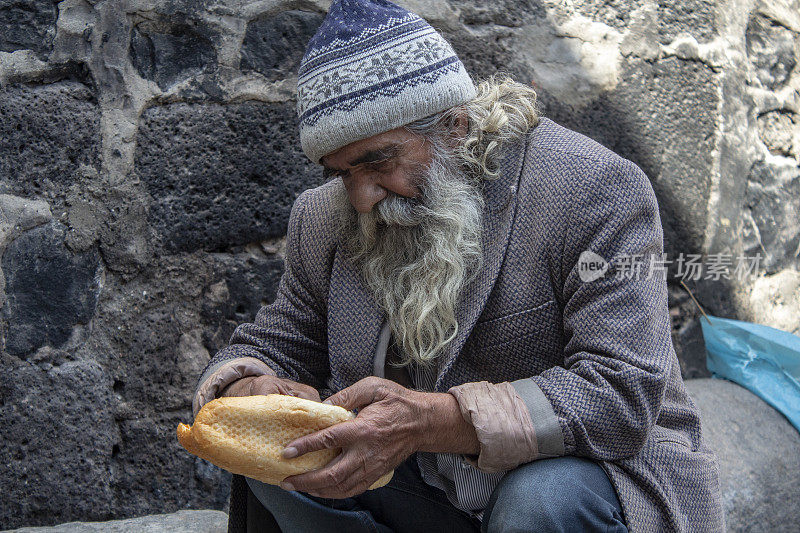 一个头发和胡子混在一起的老人的肖像