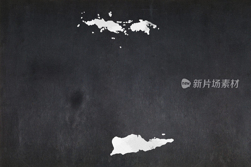 在黑板上画的美属维尔京群岛地图
