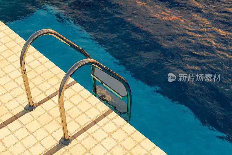 游泳池梯，夏季概念