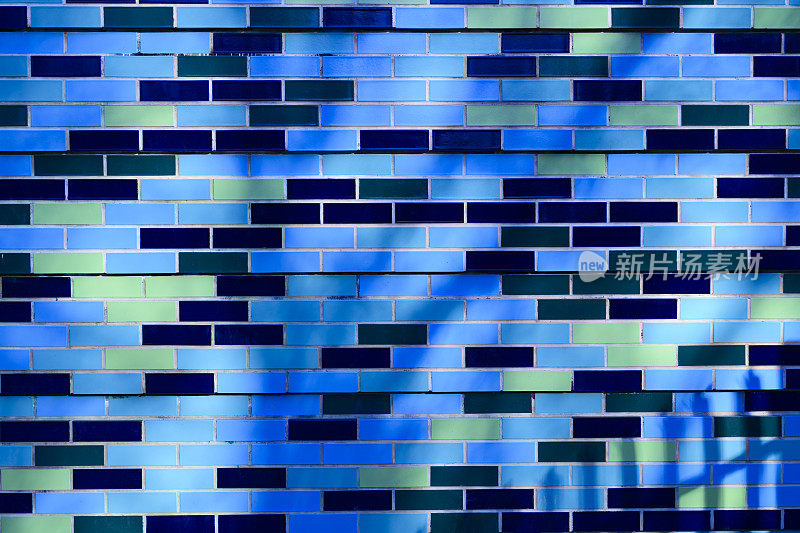 蓝色瓷砖墙抽象背景