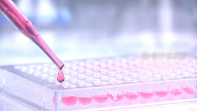 科学家在实验室里测试。减少化学解决方案。