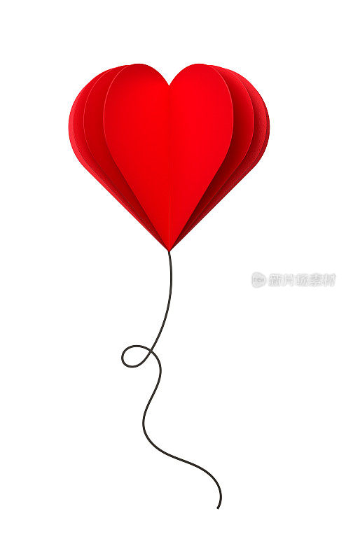 折纸心形气球和情人节背景