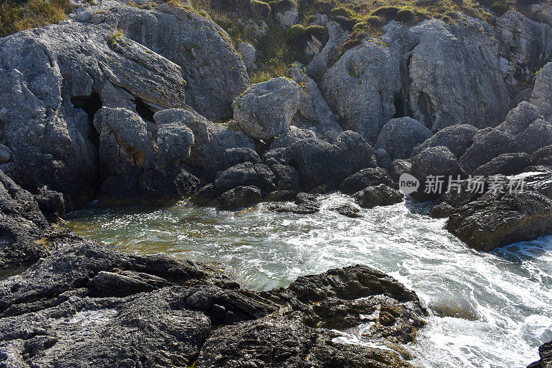 海岸线，岩石与大海