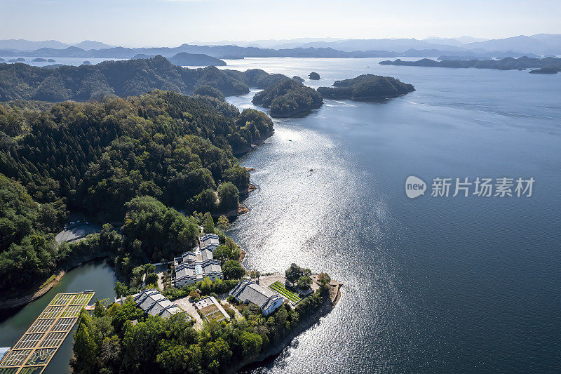 航拍杭州千岛湖景观