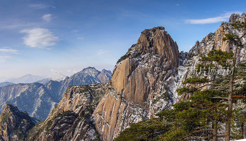 中国黄山的冬季景观