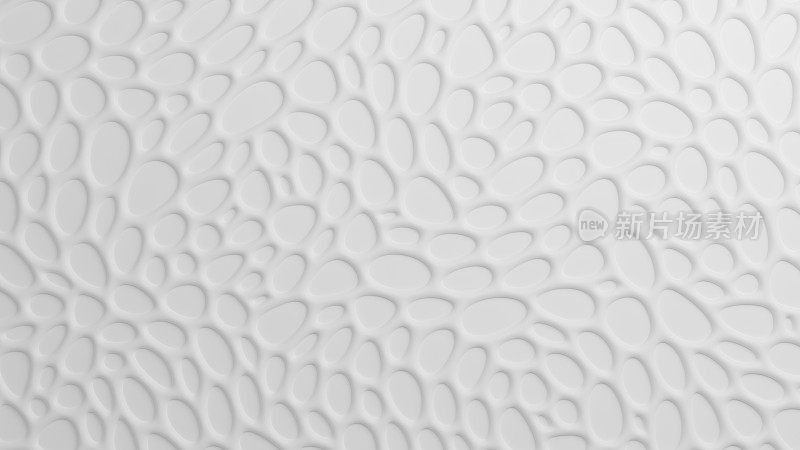 白色墙壁上有抽象的voronoi图案。3D渲染图像。
