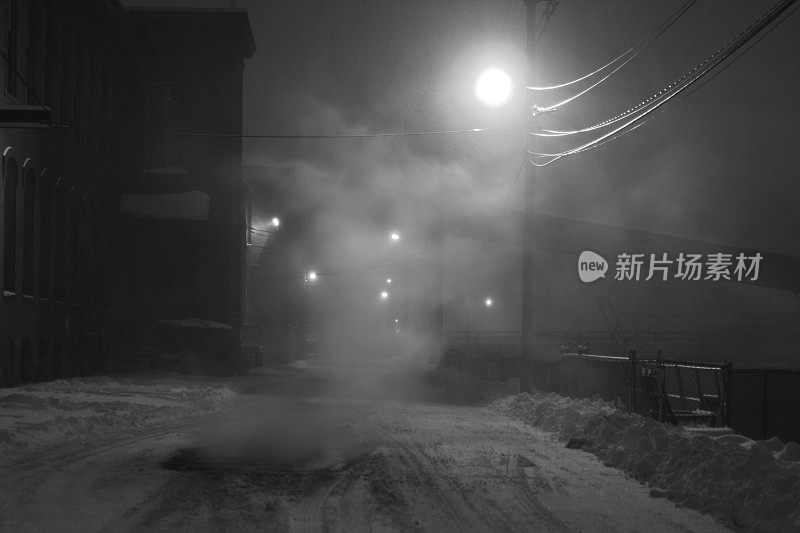 下雪的城市道路