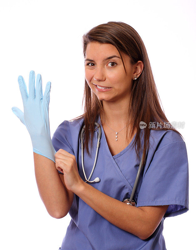 戴橡胶手套的护士