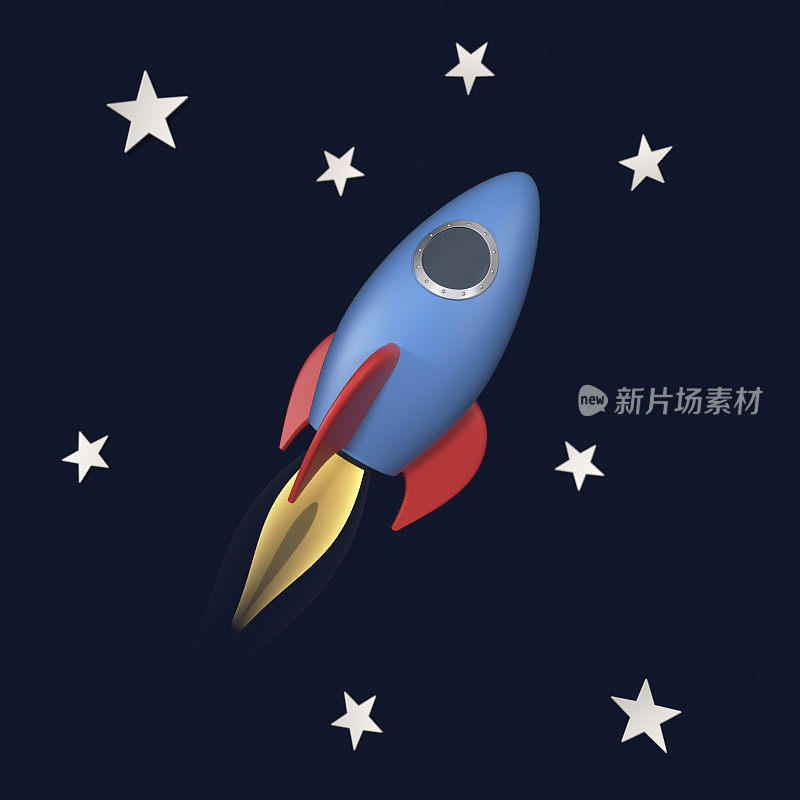 复古玩具火箭在星星之间XL+