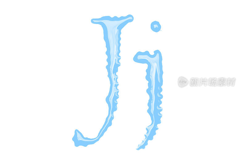 由水组成的大写字母和小写字母J