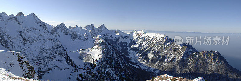 冬天的瑞士阿尔卑斯山