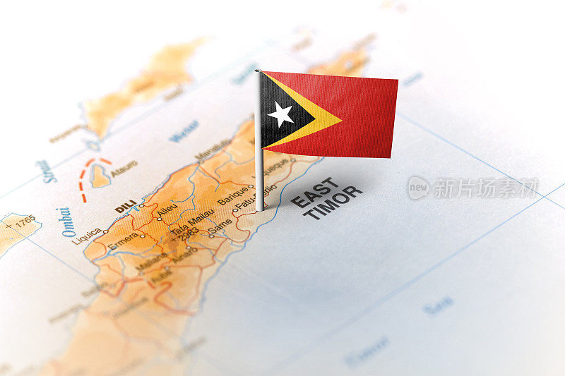 东帝汶用旗帜钉在地图上