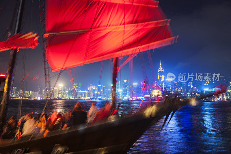 红帆船和中国香港岛