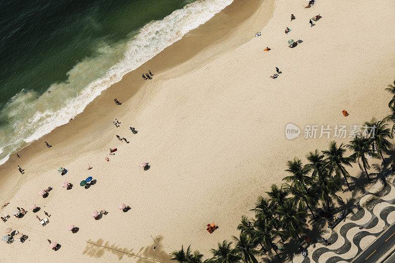 科帕卡巴纳海滩鸟瞰图，巴西里约热内卢