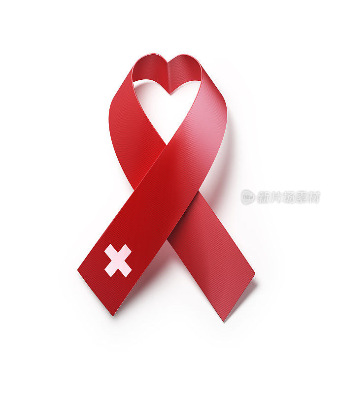 瑞士国旗形成心形:艾滋病支持概念