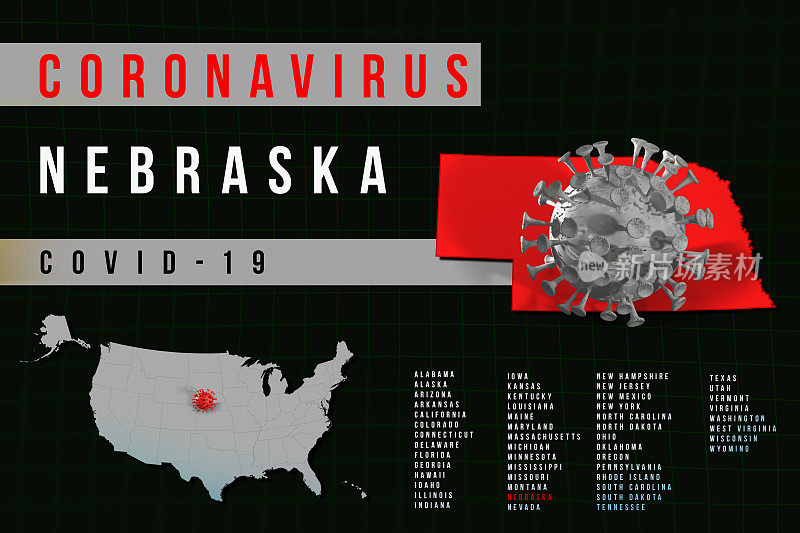 美国内布拉斯加州-冠状病毒COVID-19地图