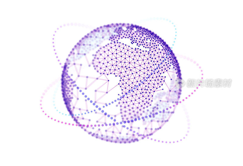 几何网络多边形地球图形上的白色背景