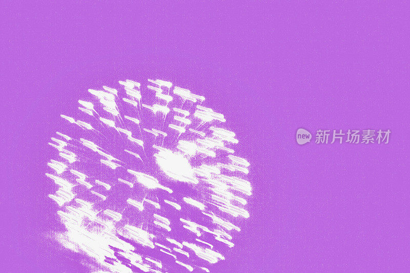 抽象的白色烟花映衬着紫色的背景