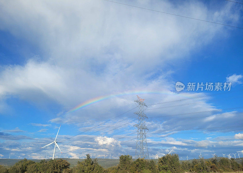 风电场雨后的美丽彩虹