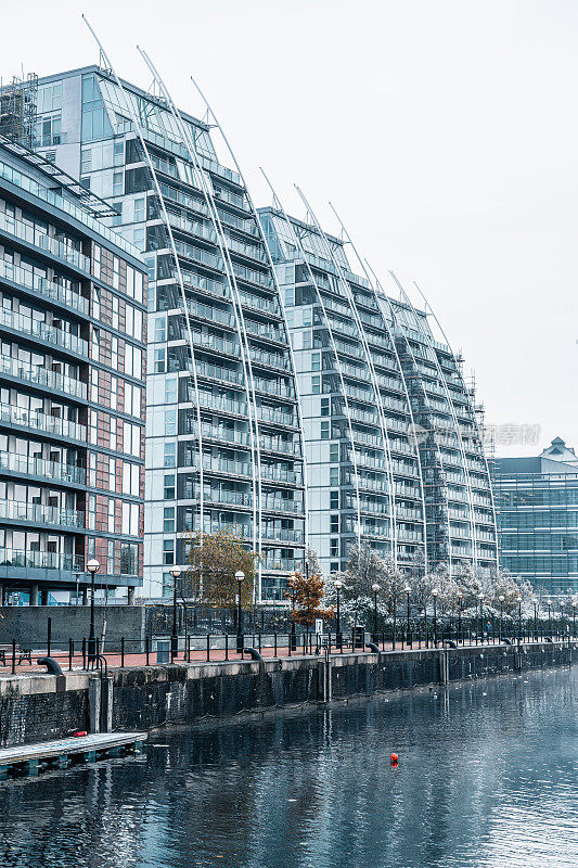 河畔雾蒙蒙的一天，英格兰冬天的景象