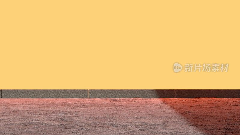 室外LED橙墙配混凝土地板，酷炫空间抽象街道现代3d效果图背景设计图形
