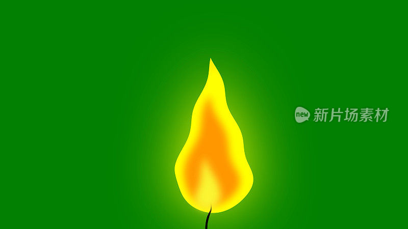 4K绿色背景燃烧的火焰和火花。透明的背景