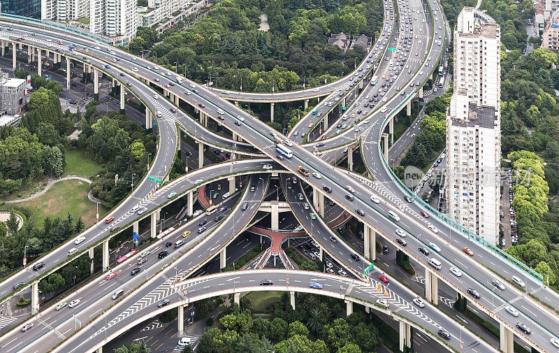 像上海这样的现代城市天桥鸟瞰图
