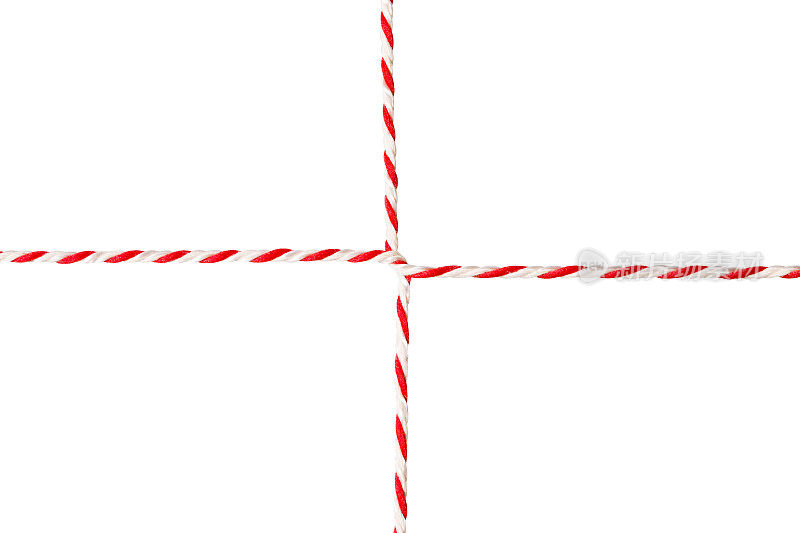 采购产品白色红绳，邮政信封线，缠绕的麻绳丝带，孤立