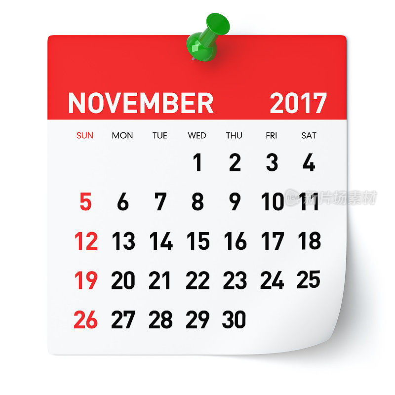 2017年11月-日历