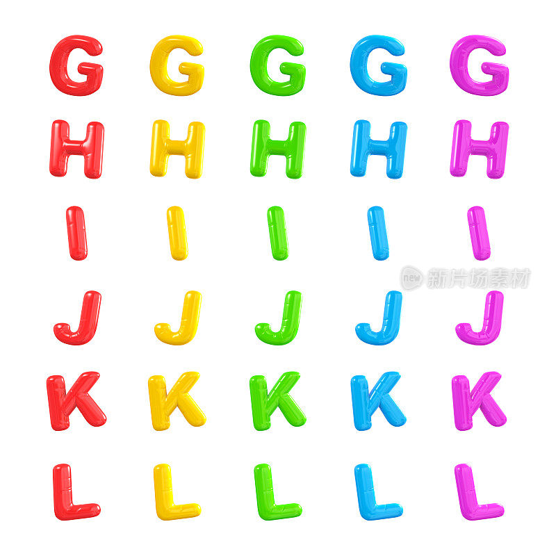 字母气球字母G-L