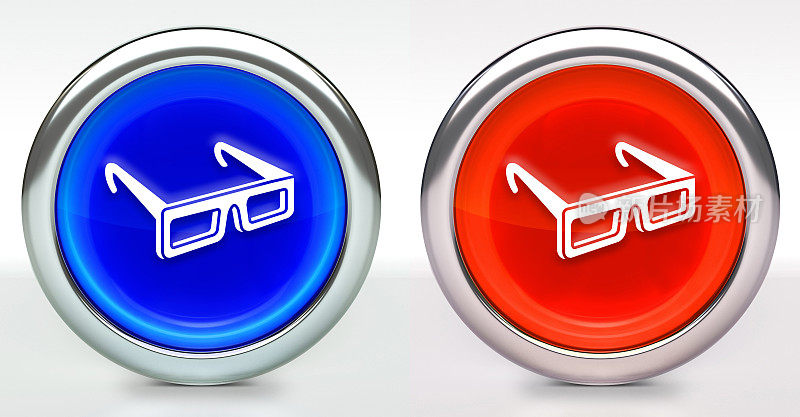 3D眼镜图标上的按钮与金属环
