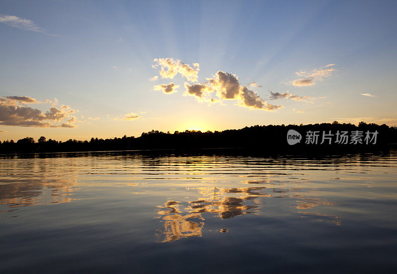 夏日黄昏的落日