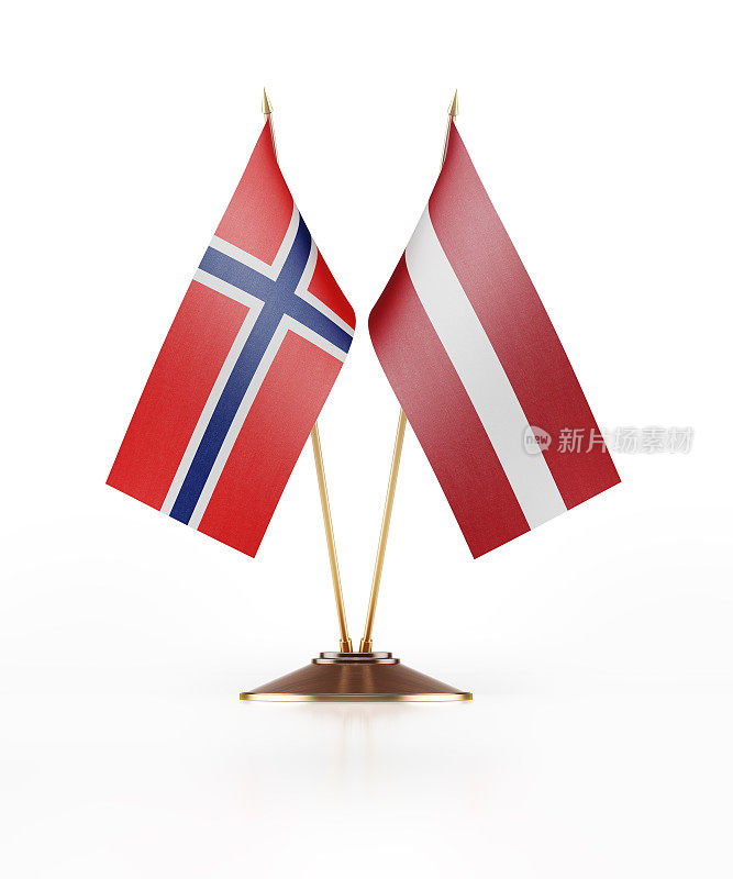 挪威和拉脱维亚的微型国旗