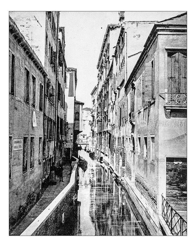 19世纪威尼斯运河的古老照片