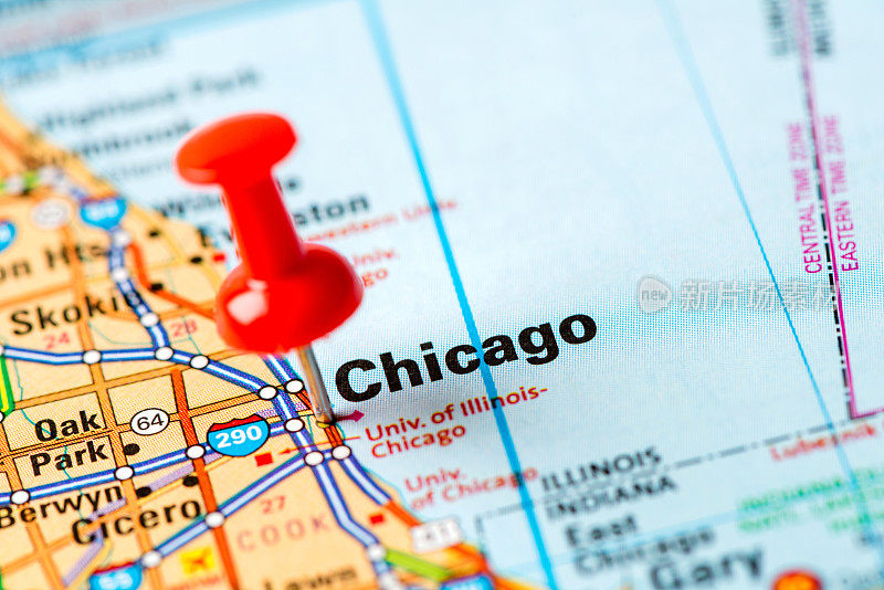 美国首都城市地图系列:芝加哥，伊利诺斯州
