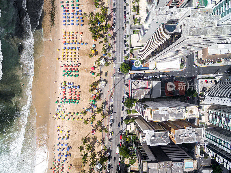 鸟瞰巴西累西腓的波亚维亚基姆海滩