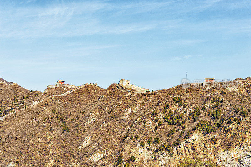 中国长城沿着山脊的建筑特色