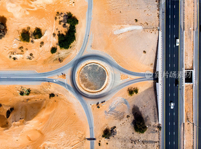 沙漠道路鸟瞰图