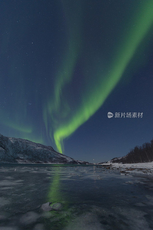 北极光挪威北部夜空中的北极光