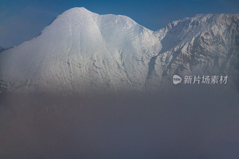 冬季的雪山在朱利安阿尔卑斯山，Primorska，斯洛文尼亚，欧洲