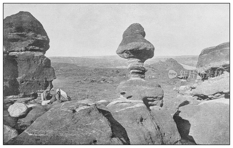 古董黑白照片的美国:侧面岩石，佩里公园，科罗拉多州