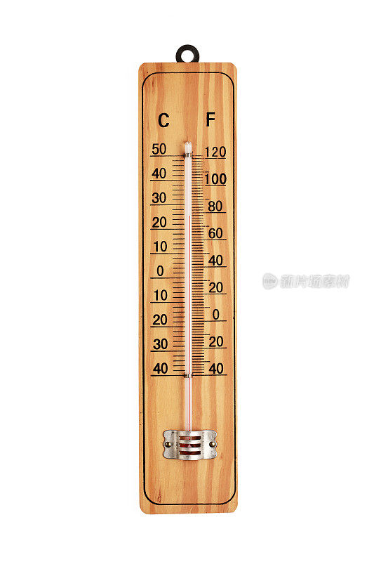 木制温度计孤立在白色