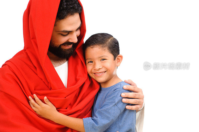耶稣拥抱了一个小男孩