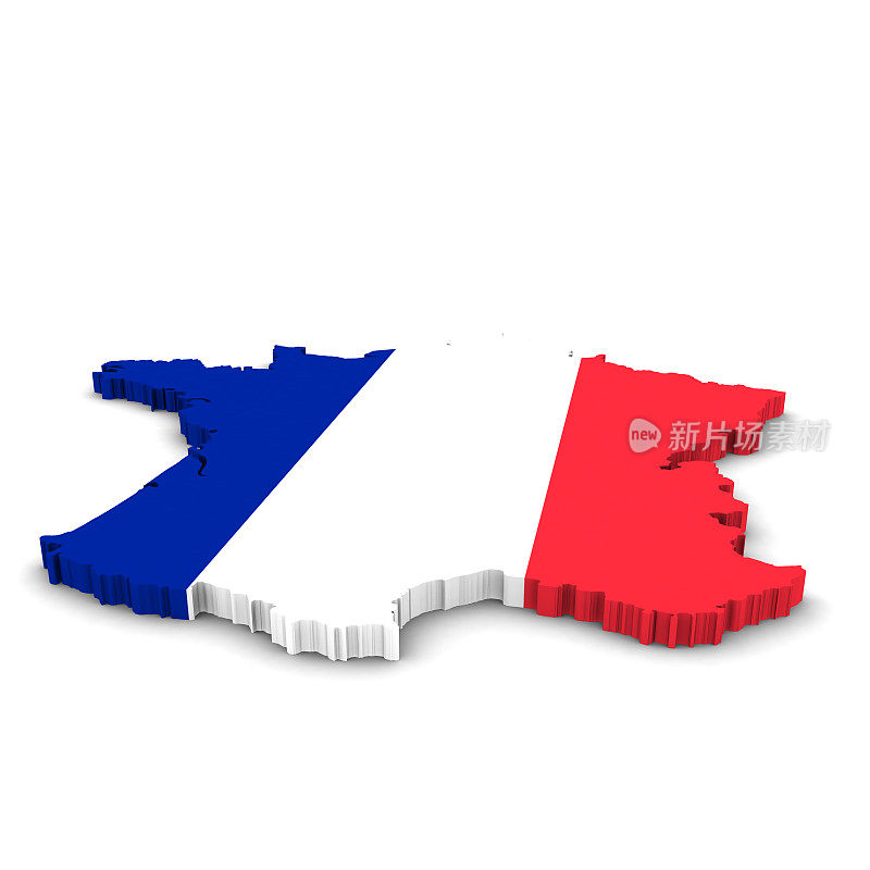 法国地图旗轮廓在3D