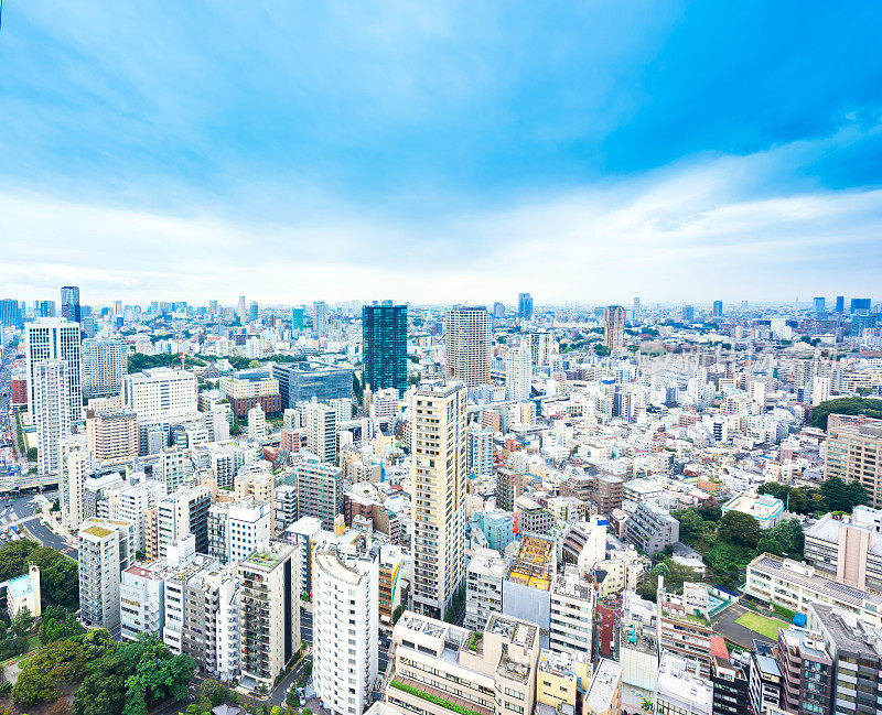日本东京全景现代城市鸟瞰图