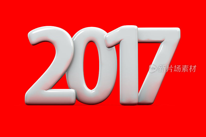 红色背景上的2017年新年数字